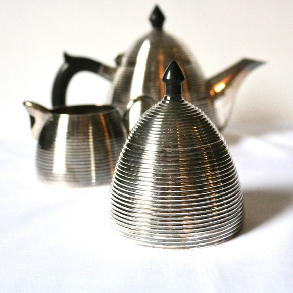 TORRE & TAGUS Vintage Silver Plated Beehive Teapot Sugar/Creamer 1960s Bakelite - Picture 4 of 8